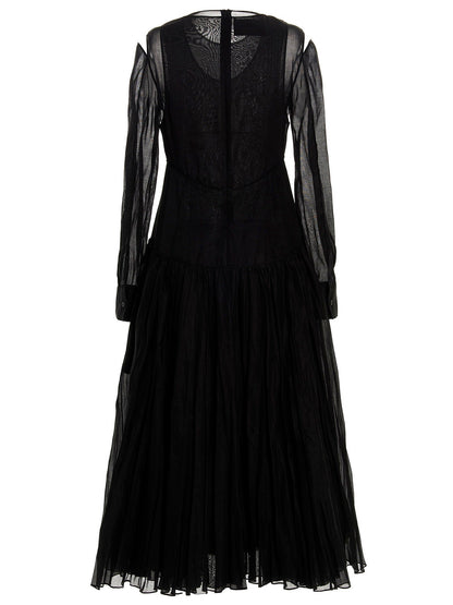 Jil Sander Pleated Skirt Dress Black