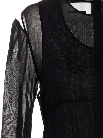 Jil Sander Pleated Skirt Dress Black