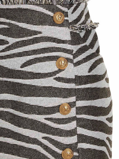Balmain Lurex Zebra Skirt Multicolor