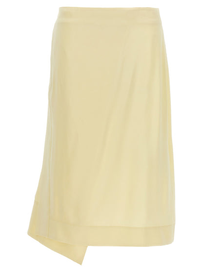 Jil Sander Satin Skirt With Side Slit Yellow