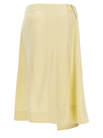 Jil Sander Satin Skirt With Side Slit Yellow