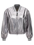 Brunello Cucinelli Laminated Leather Bomber Jacket Silver