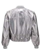 Brunello Cucinelli Laminated Leather Bomber Jacket Silver