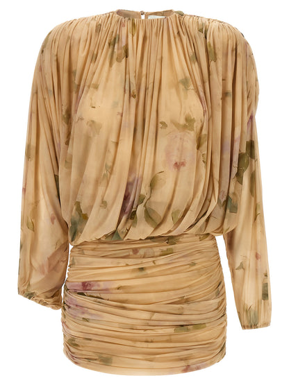 Magda Butrym Dress 07 Dress Printed With Drapes Beige