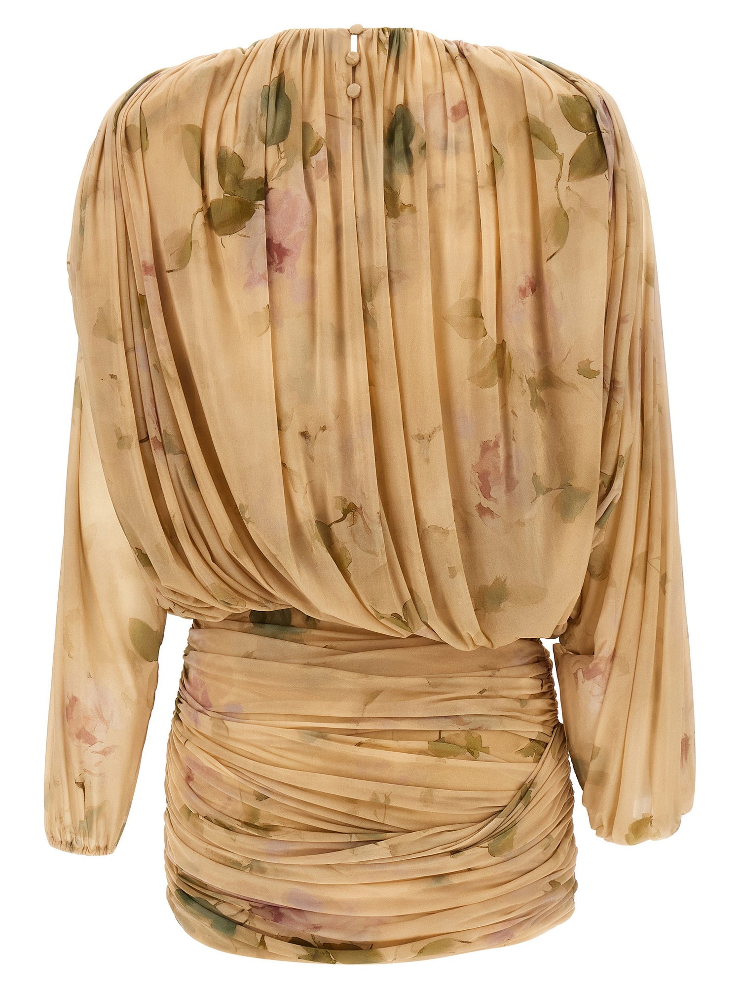 Magda Butrym Dress 07 Dress Printed With Drapes Beige
