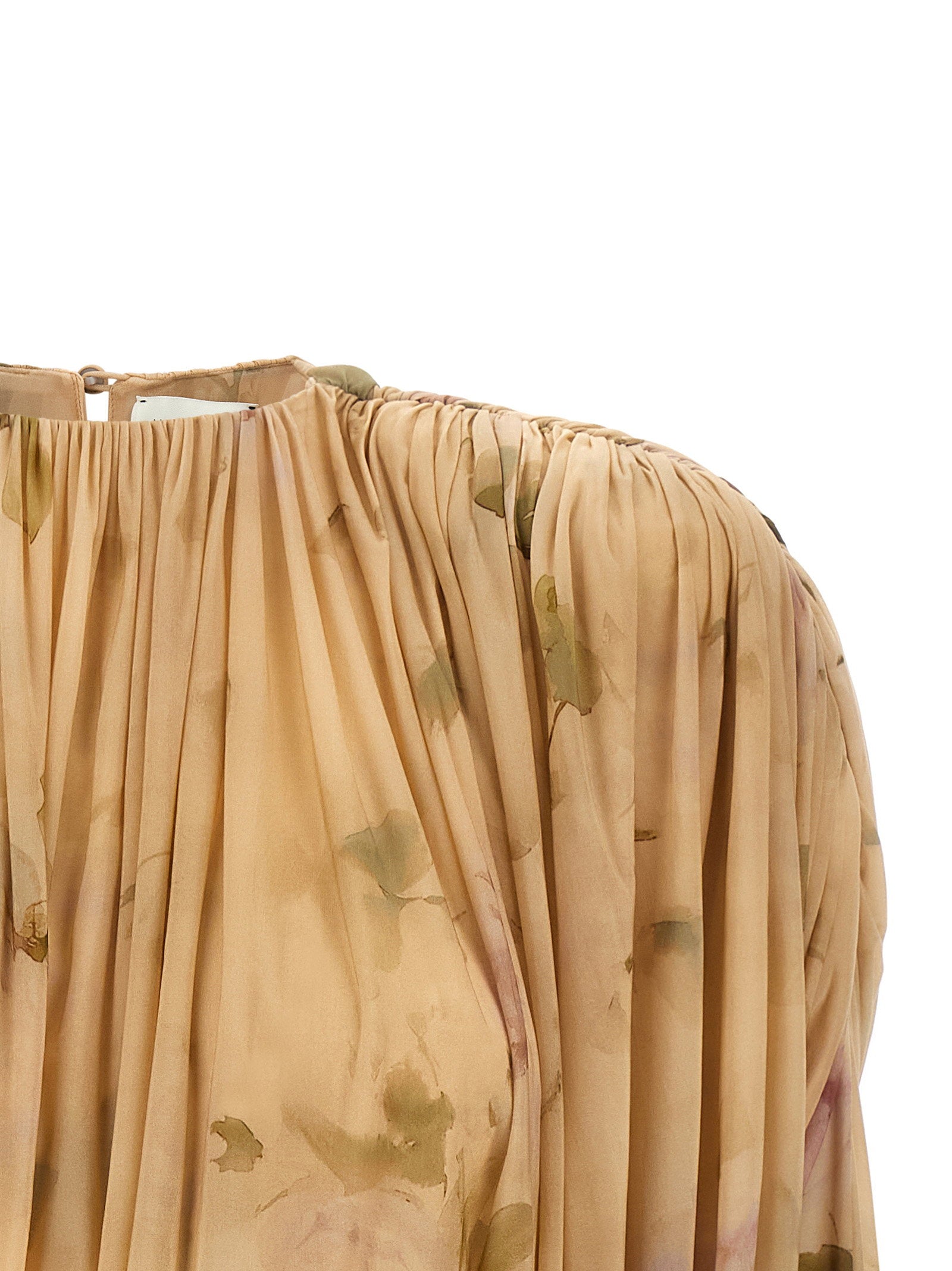 Magda Butrym Dress 07 Dress Printed With Drapes Beige