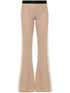 Palm Angels Flared Crochet-Knit Cotton Trousers Beige Beige