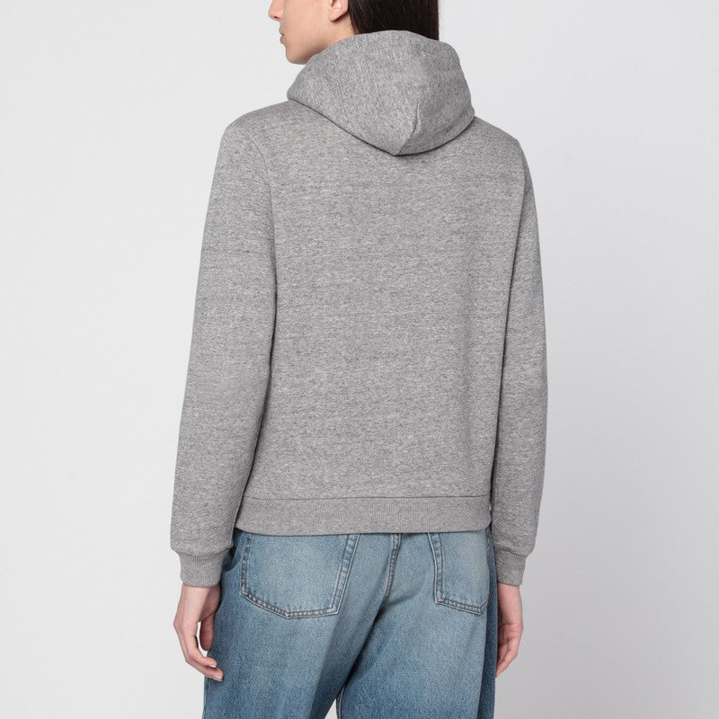 Polo Ralph Lauren Grey Zip-Up Cotton-Blend Sweatshirt with Embroidered Logo Grey