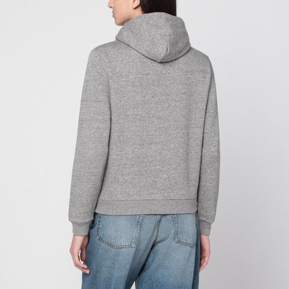 Polo Ralph Lauren Grey Zip-Up Cotton-Blend Sweatshirt with Embroidered Logo Grey