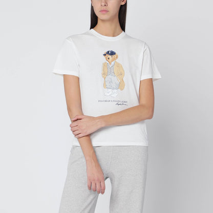 Polo Ralph Lauren White Polo Bear Cotton T-Shirt Blue