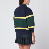 Polo Ralph Lauren Long-Sleeved Striped Cotton Polo Shirt Blue Yellow Green Multicolor