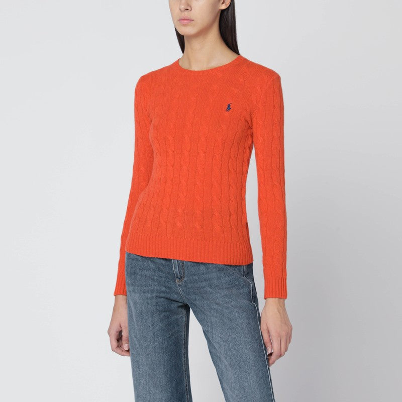 Polo Ralph Lauren Orange Wool and Cashmere Cable-Knit Sweater Orange