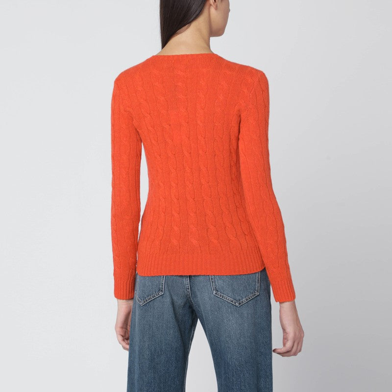 Polo Ralph Lauren Orange Wool and Cashmere Cable-Knit Sweater Orange