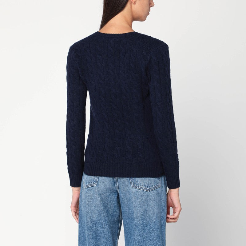 Polo Ralph Lauren Cable-Knit Wool and Cashmere V-Neck Sweater Blue Blue