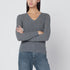 Polo Ralph Lauren Grey Wool-Cashmere Cable-Knit V-Neck Sweater Grey