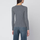 Polo Ralph Lauren Grey Wool-Cashmere Cable-Knit V-Neck Sweater Grey