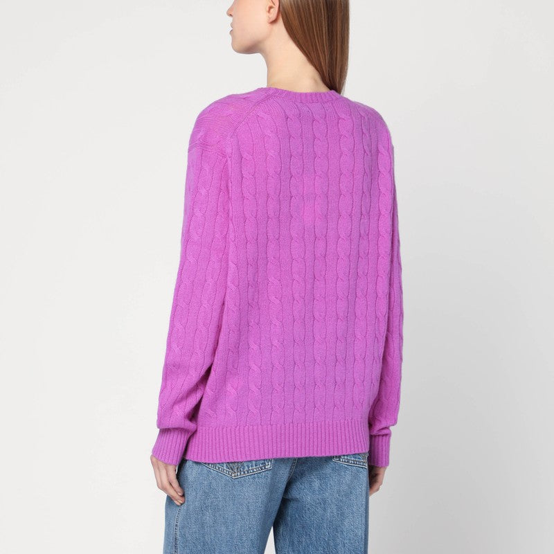 Polo Ralph Lauren Purple Cable-Knit Wool and Cashmere Sweater Purple