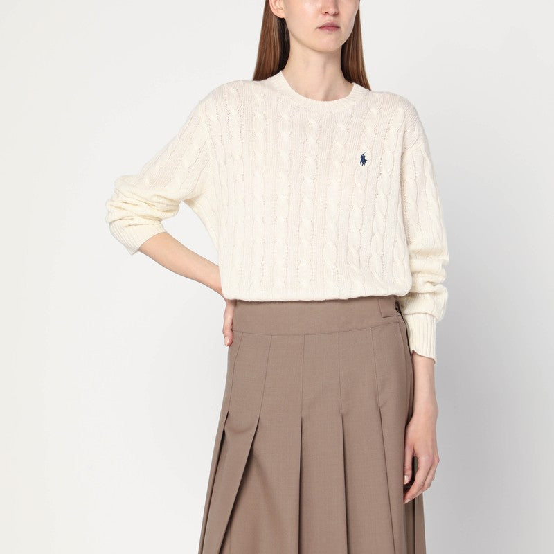 Polo Ralph Lauren Cable-Knit Wool and Cashmere Crewneck Sweater Blue blue