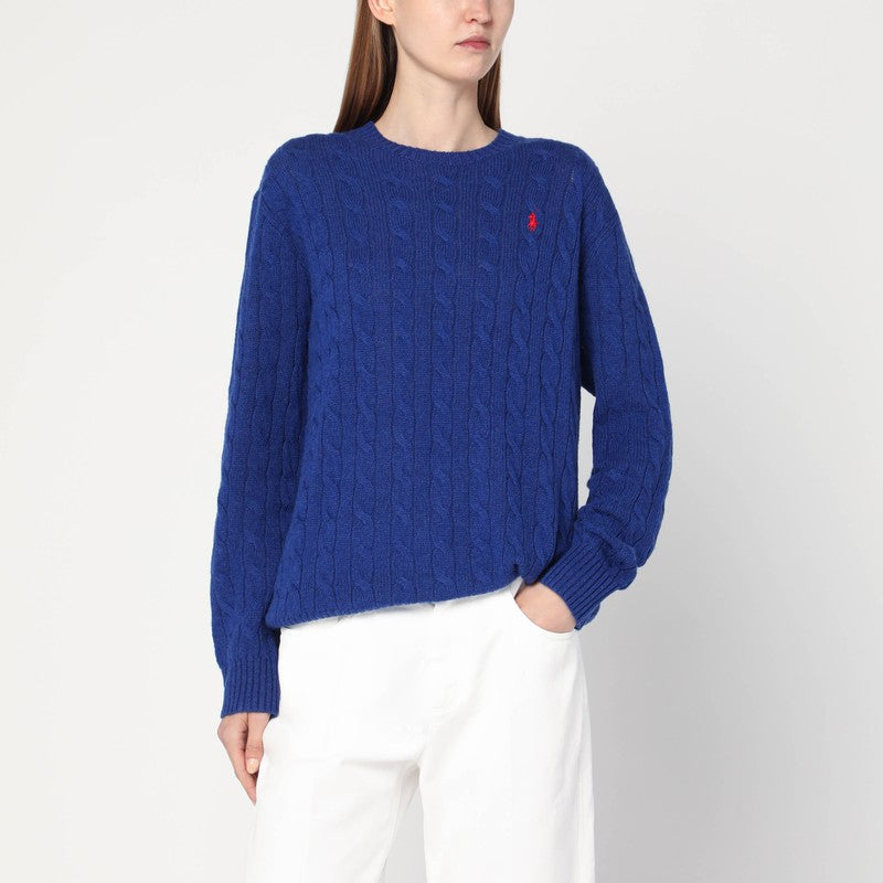 Polo Ralph Lauren Cobalt Blue Wool and Cashmere Cable-Knit Sweater Blue