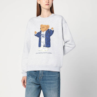 Polo Ralph Lauren Light Grey Polo Bear Cotton-Blend Sweatshirt White