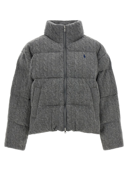 Polo Ralph Lauren Knitted Braided Down Jacket Gray