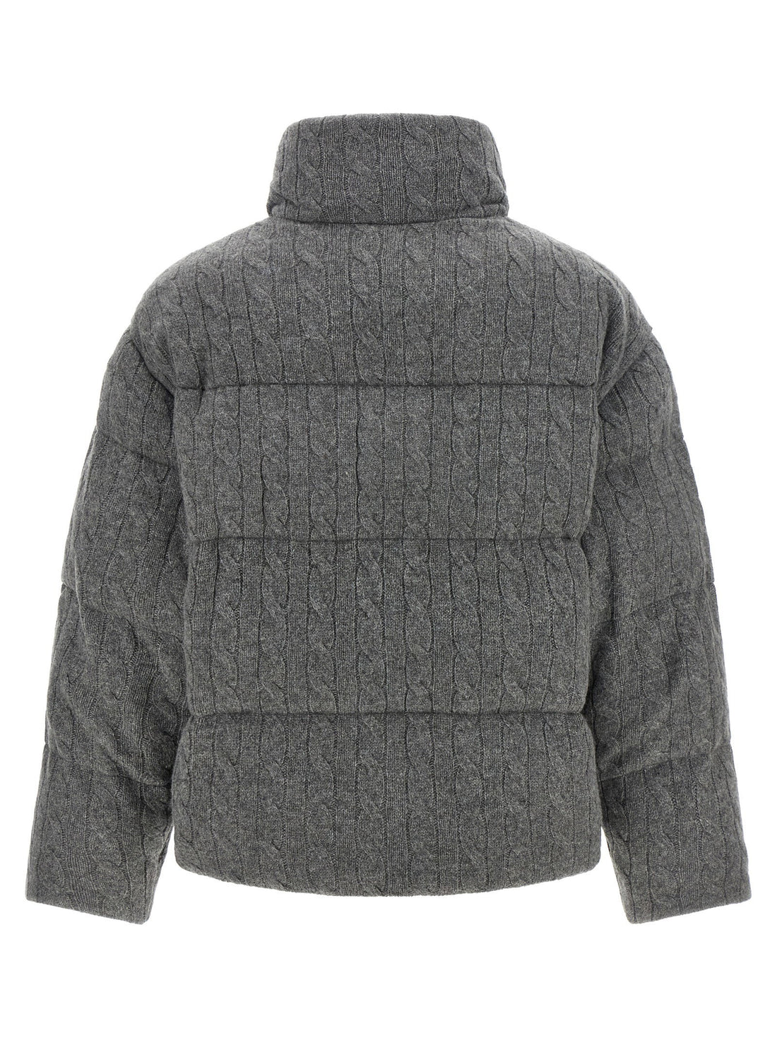Polo Ralph Lauren Knitted Braided Down Jacket Gray