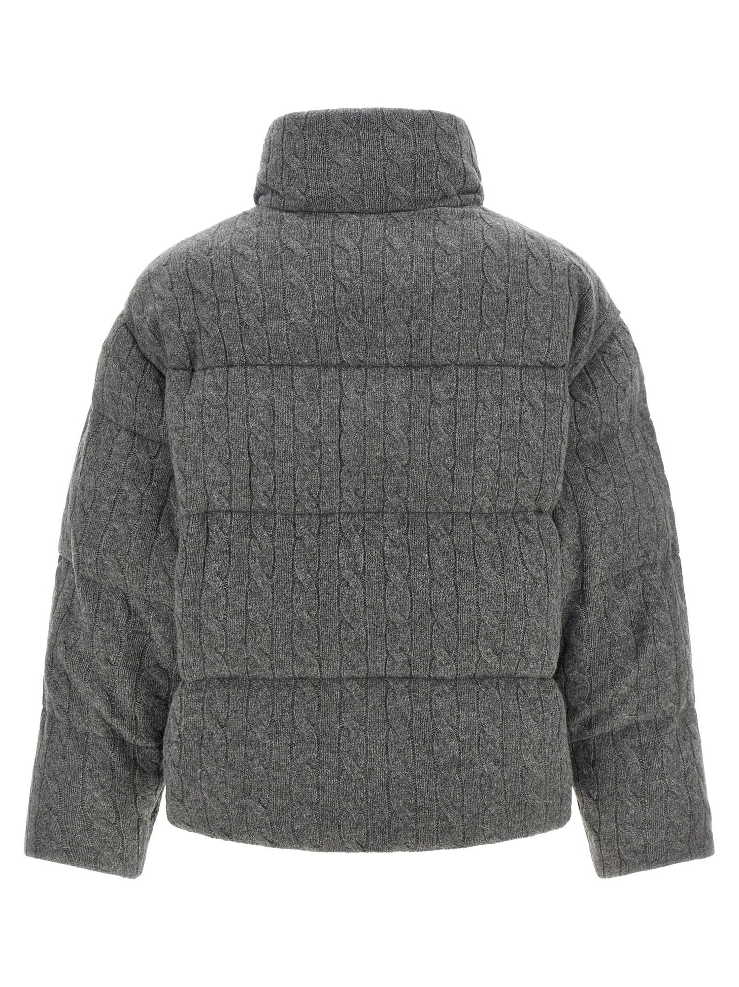 Polo Ralph Lauren Knitted Braided Down Jacket Gray