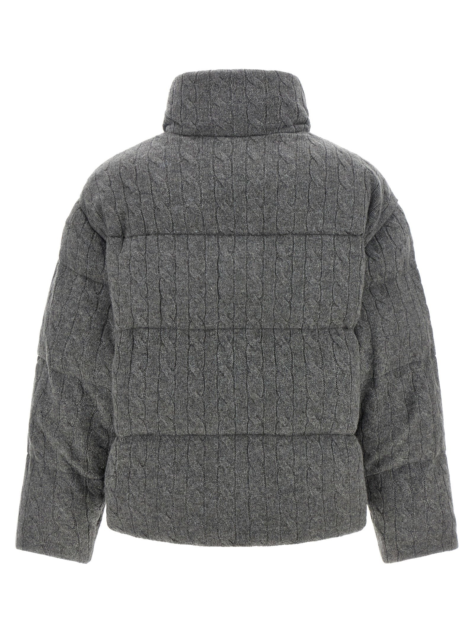 Polo Ralph Lauren Knitted Braided Down Jacket Gray