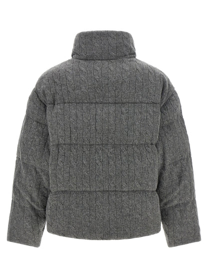 Polo Ralph Lauren Knitted Braided Down Jacket Gray