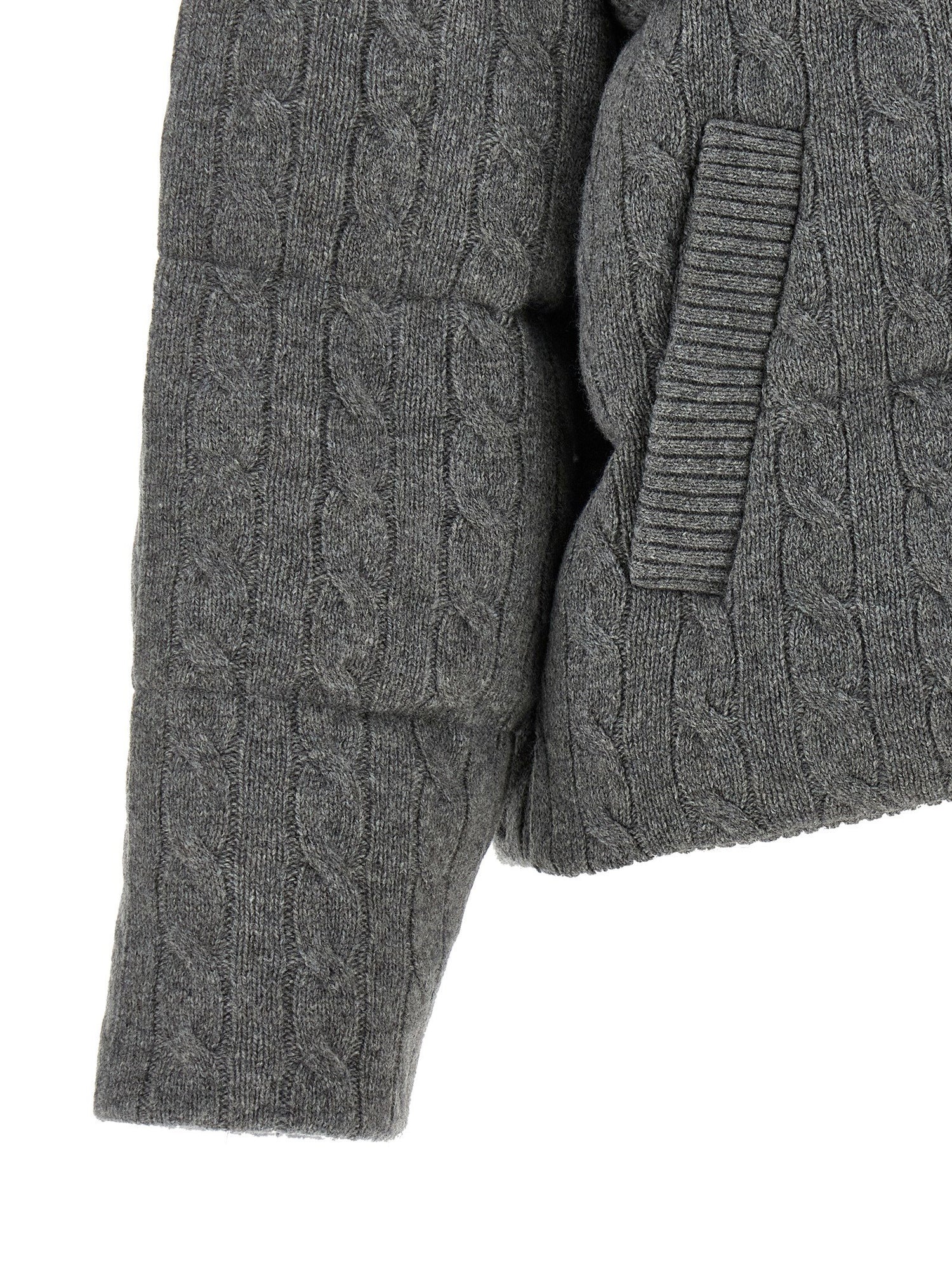Polo Ralph Lauren Knitted Braided Down Jacket Gray