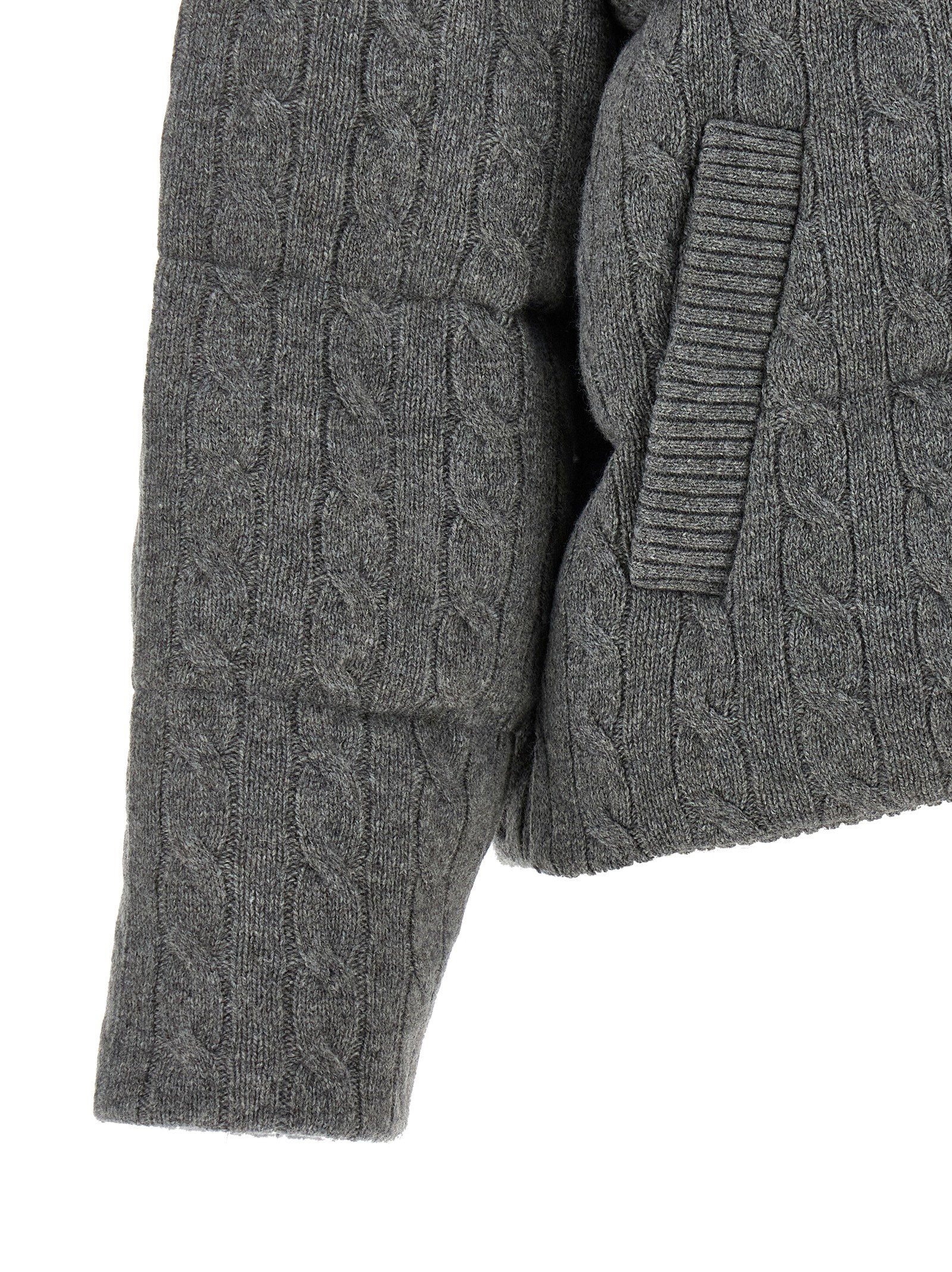 Polo Ralph Lauren Knitted Braided Down Jacket Gray