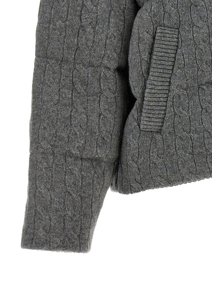 Polo Ralph Lauren Knitted Braided Down Jacket Gray