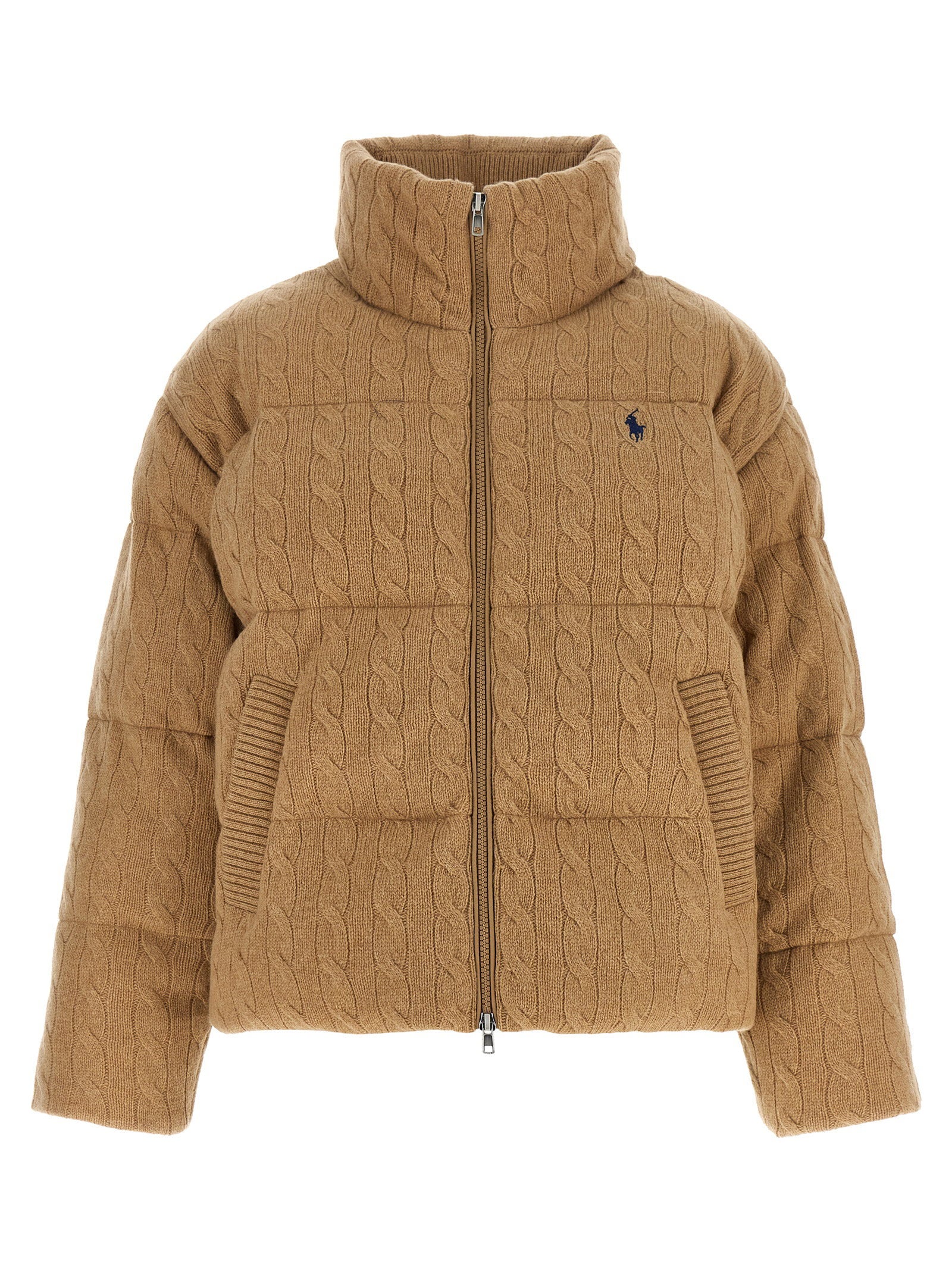 Polo Ralph Lauren Knitted Braided Down Jacket Beige