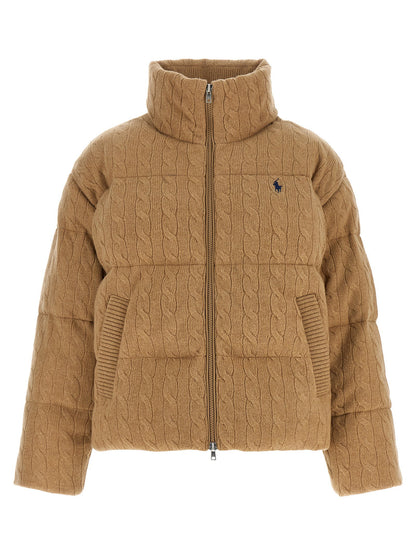 Polo Ralph Lauren Knitted Braided Down Jacket Beige
