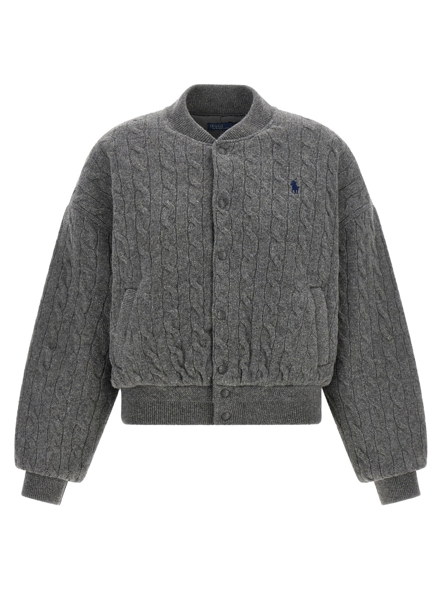 Polo Ralph Lauren Padded Knit Braided Bomber Jacket Gray