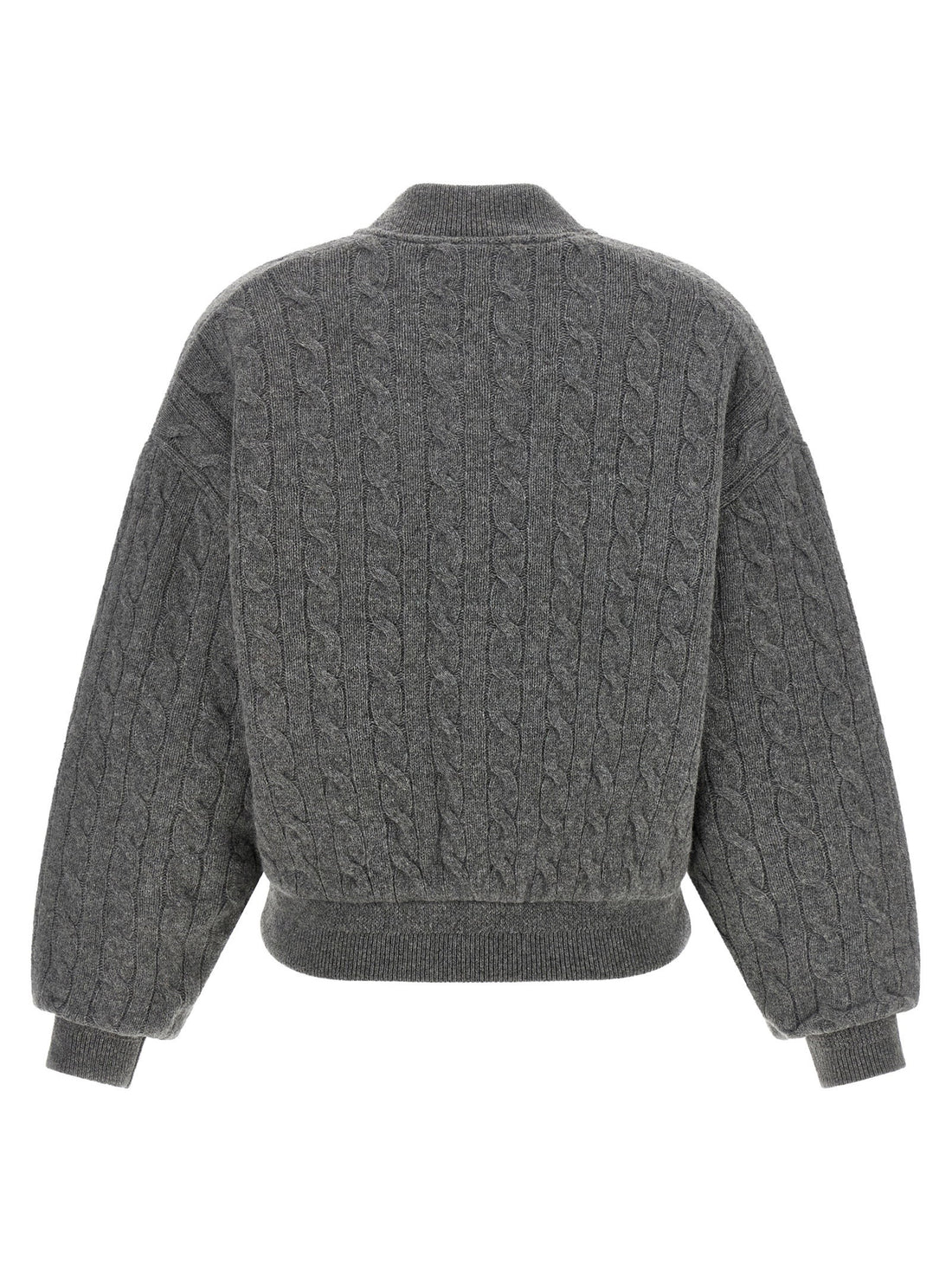 Polo Ralph Lauren Padded Knit Braided Bomber Jacket Gray