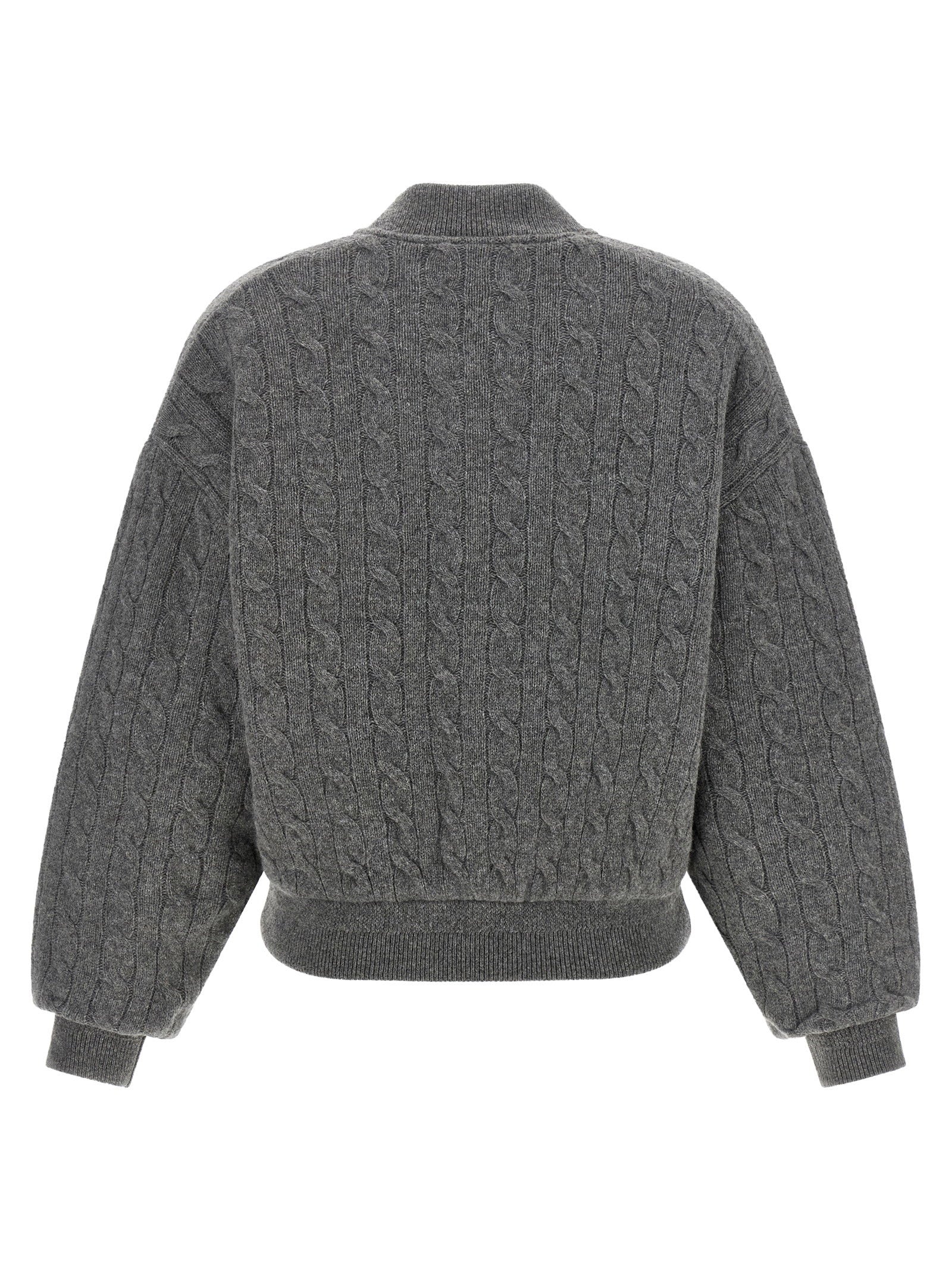 Polo Ralph Lauren Padded Knit Braided Bomber Jacket Gray