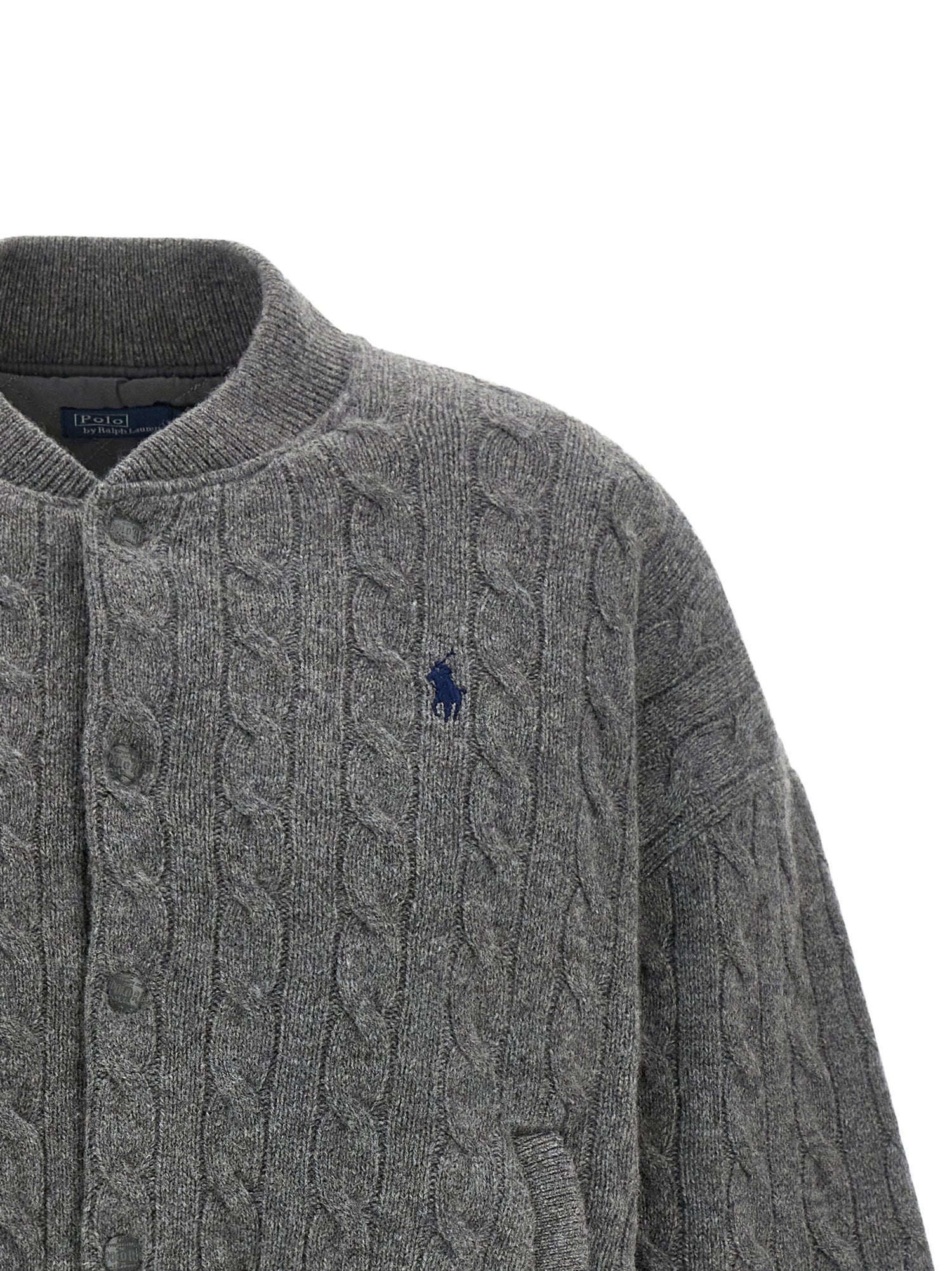 Polo Ralph Lauren Padded Knit Braided Bomber Jacket Gray