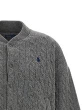 Polo Ralph Lauren Padded Knit Braided Bomber Jacket Gray