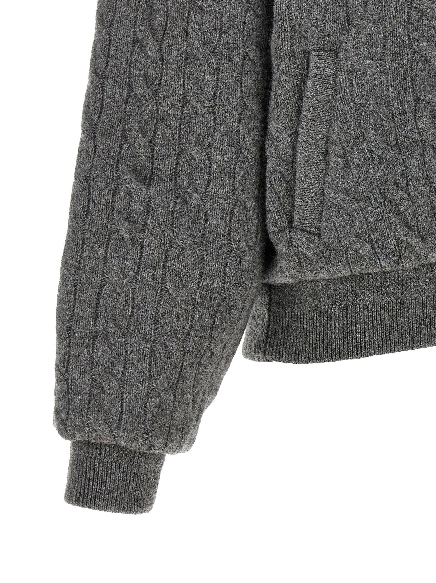 Polo Ralph Lauren Padded Knit Braided Bomber Jacket Gray