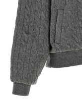 Polo Ralph Lauren Padded Knit Braided Bomber Jacket Gray