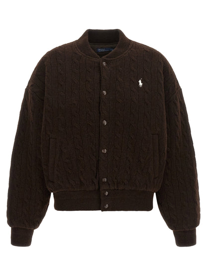 Polo Ralph Lauren Braided Bomber Jacket Brown