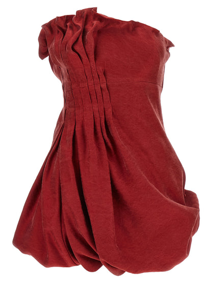 Magda Butrym Asymmetrical Dress With Pleats Red