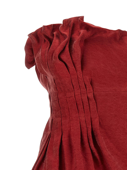 Magda Butrym Asymmetrical Dress With Pleats Red