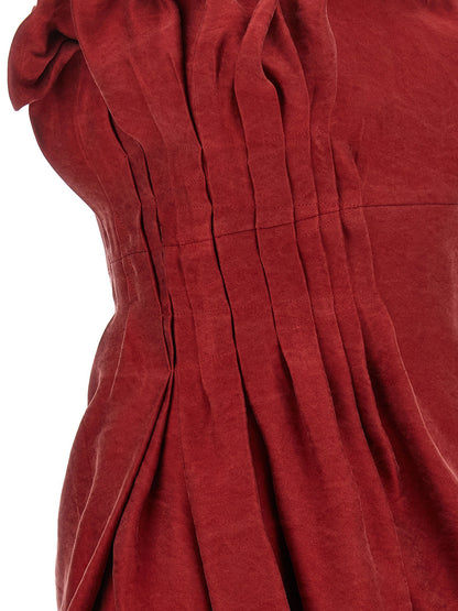 Magda Butrym Asymmetrical Dress With Pleats Red