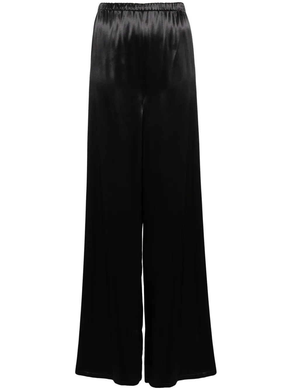 Ferragamo Wide Leg Satin Trousers Black