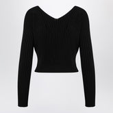 Jacquemus La Maille Pralu Long Black Ribbed Cardigan black