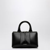 The Attico Black Leather Mini Bag with Double Zip and Logo Black