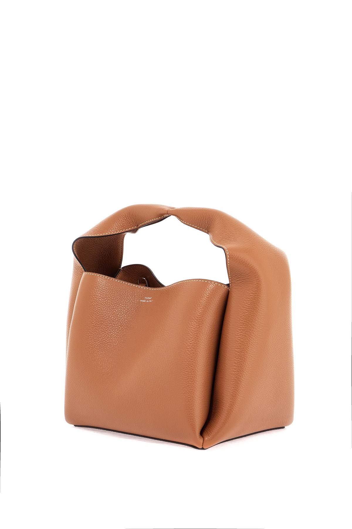 Grained-leather bucket bag tan