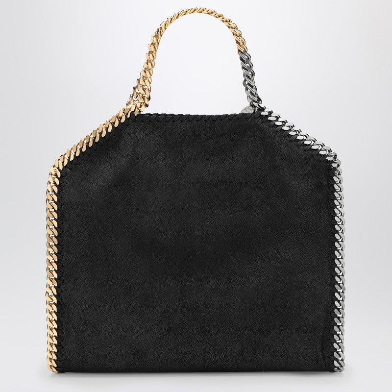 Stella McCartney Foldable Falabella Shaggy Deer Black Tote Bag with Gold and Silver Chain Black